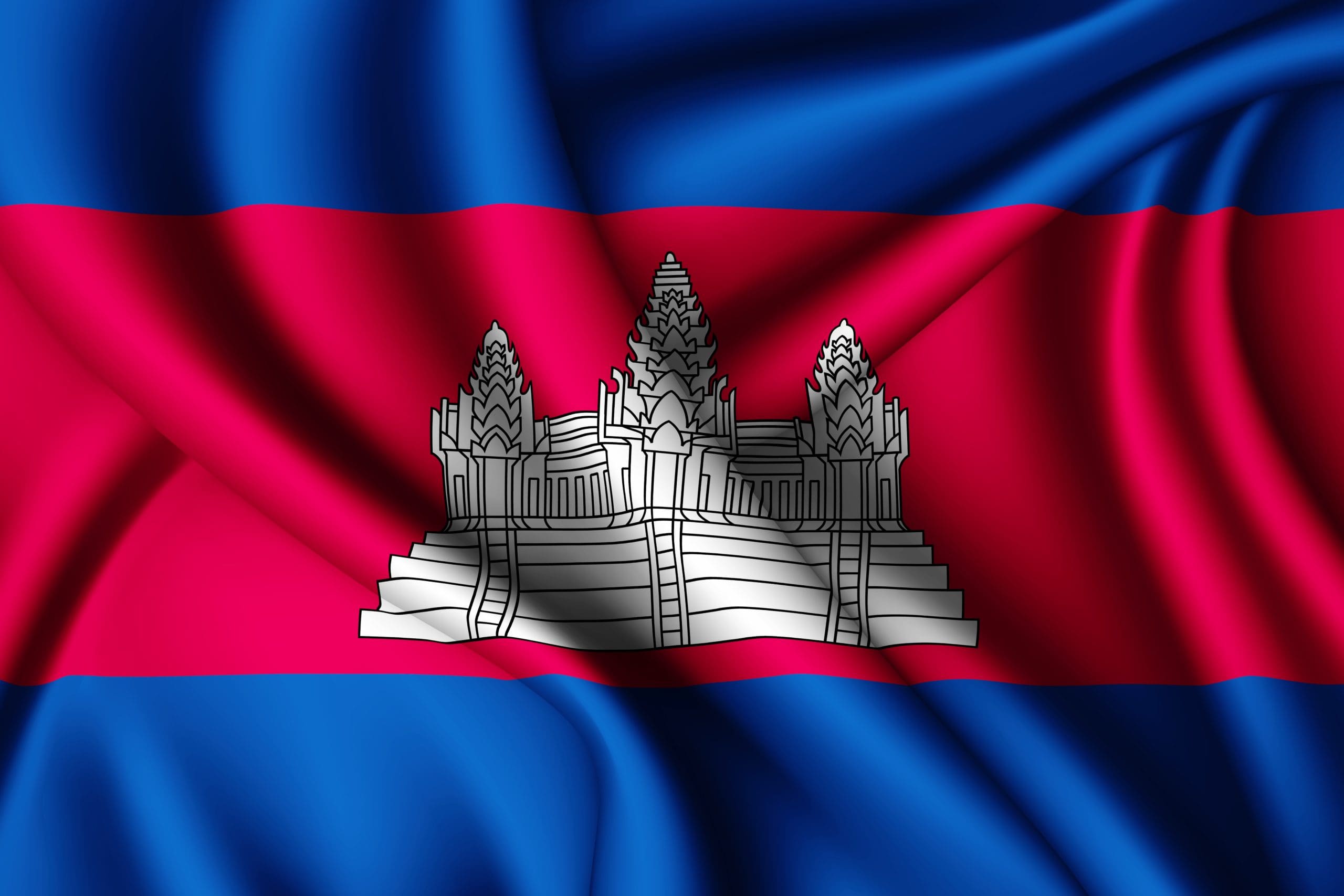 waving silk flag of Cambodia Template for your design